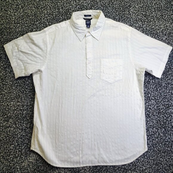 GAP Classic White Button-Up Textured Polo  - XL - Picture 1 of 11